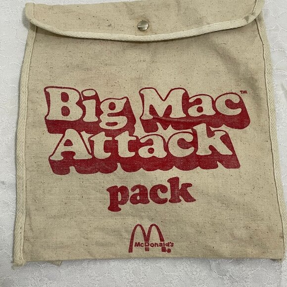 McDonald's Big Mac Attack Vintage 1970's Canvas Backpack - Picture 1 of 2
